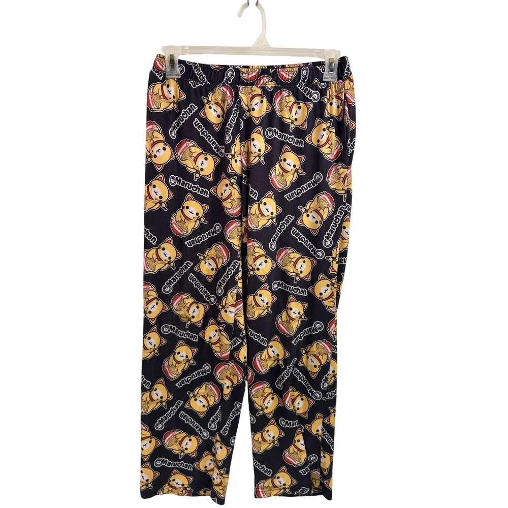 Maruchan Pajama Pants Medium Black Lucky Cat Ramen Noodle Lounge Women